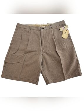 Share Tommy Bahama Conner Pleated Linen Silk Shorts Mens 38 Tan Herringbone T836